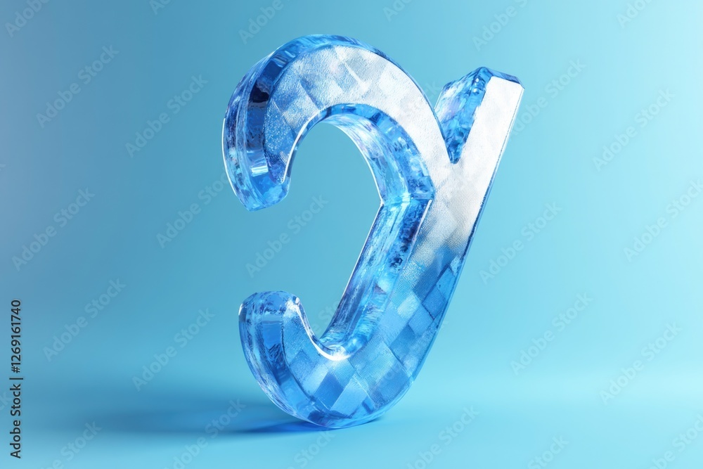 Poster a three-dimensional letter c made from ice
