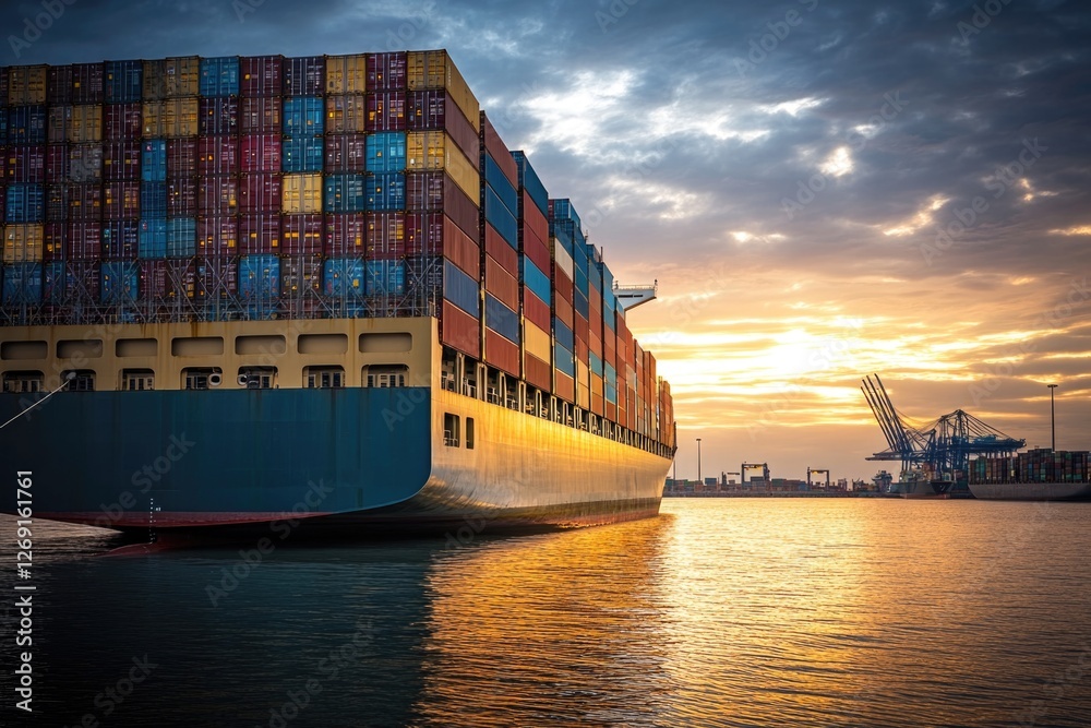 Poster A large container ship sailing on the open waters