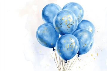 A cluster of blue balloons adorned with golden confetti, ideal for parties and celebrations