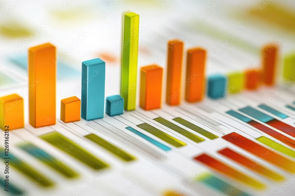 Leinwandbilder Close-up view of a colorful bar chart with detailed data and patterns