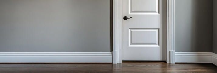 Interior Room Corner White Door Gray Walls