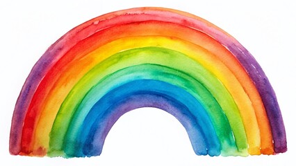 Fototapeta premium Silhouette of Colorful Watercolor Rainbow Hand-Painted Art, Happy Isolated Paint Splatter, Bright Vivid Hues