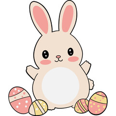 Easter Theme, Cute bunny with colorful Easter eggs, perfect for spring themes.