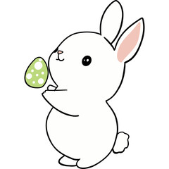 Easter Theme, Cute bunny holding a green spotted egg.
