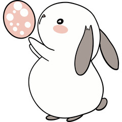 Easter Theme, Cute rabbit holding a bubble wand with playful expression.