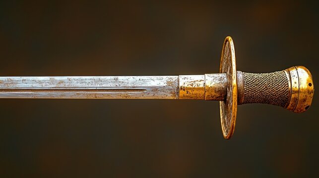 Antique sword, close-up, dark background, historical artifact, for history websites - Powered by Adobe