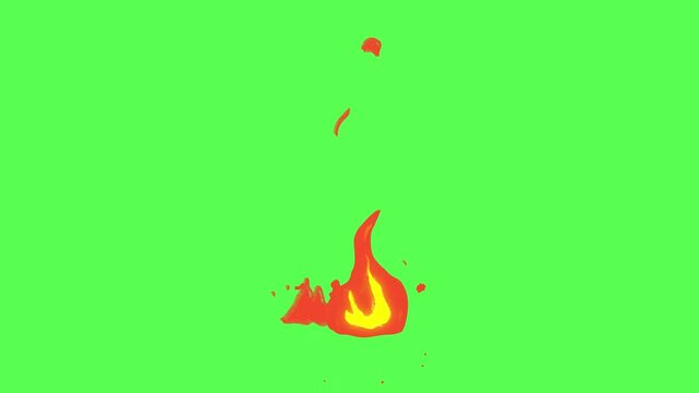Cartoon Bonfire Torch Fire Animation. Small Torch, Link,  2D Animation Cartoon Fire FX 4k of Raging Flames loop