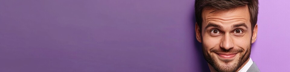 Fototapeta premium A man in a business suit and tie looks surprised, perhaps by unexpected news or an offer