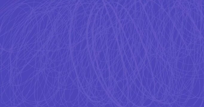Chaotic doodle scribbles background. Hand-drawn noise texture with retro looping animation in 4K. Abstract purple and orange background for artistic projects and vintage 