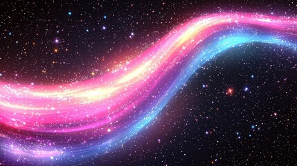 Obraz premium Pastel Cosmic Wave Illustration on Deep Space Background for Digital Design
