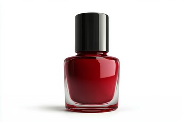 Elegant red nail polish on white background. AI image