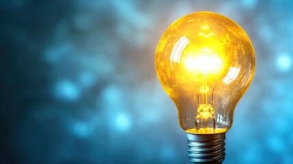 A single yellow light bulb sits on top of a table, providing a warm glow