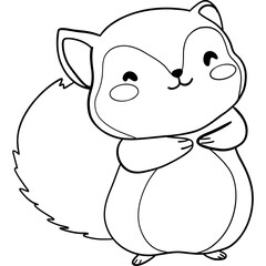 Cute cartoon fox character with a friendly expression. outline for coloring .