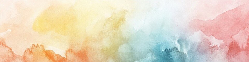 Fototapeta premium Watercolor painting featuring a vibrant rainbow of colors, perfect for design and creative projects