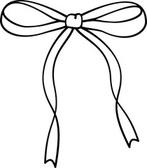 Handdrawn Line Art Bow Tie Coquette Girly Illustration