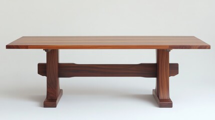 Fototapeta premium A sturdy wooden dining table with an expandable design, allowing extra seating for large meals.