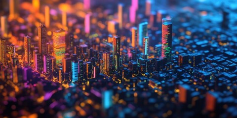 Urban architecture scene with many high-rise buildings and cityscape