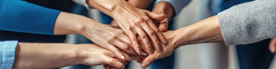 A group of people holding hands together, unity and solidarity concept