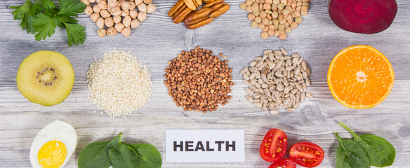 Healthy nutritious products or ingredients as source natural vitamin B9, dietary fiber and other...