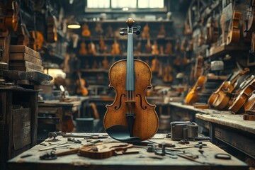 Antique Violin in a Craftsman's Workshop A Masterpiece in the Making