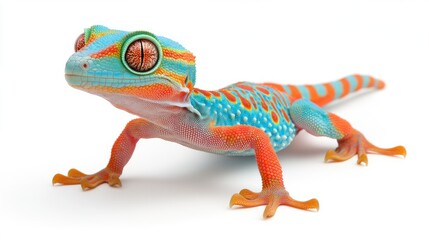 Vibrant gecko in focus studio setting animal photography colorful environment close-up view wildlife exploration