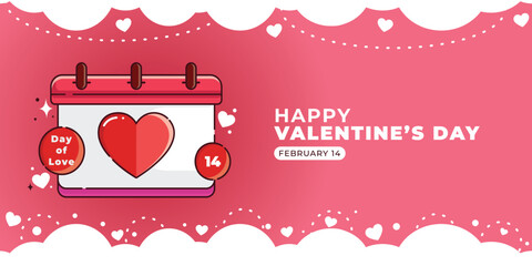 Valentine's day vector with cloud concept and heart calendar icon. vector illustration. Can be used for business and event purposes