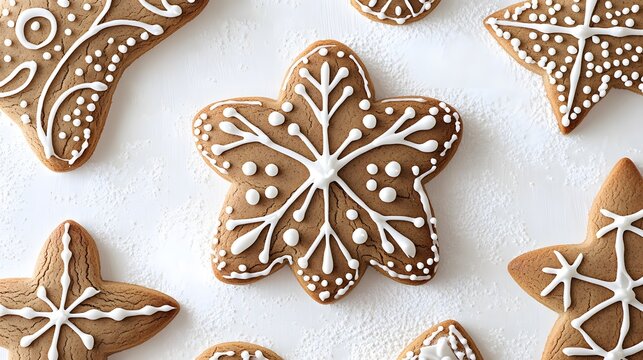 Delicious Christmas Gingerbread Cookies with Snowflake and Star Design
