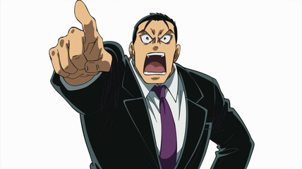 Angry Businessman Pointing and Shouting