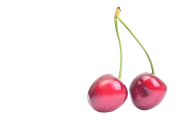 Two cherries isolated on white
