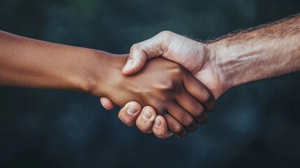 Diverse Hands Shaking in Unity Symbolizing Cooperation and Trust
