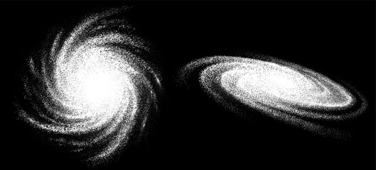 Image of galactica made by white dots.Galaxy Andromeda.Vector illustration