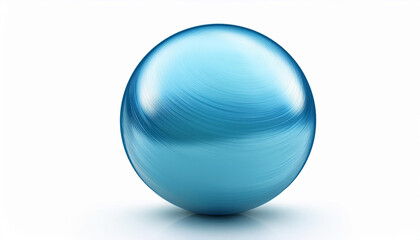 A luminous blue sphere with a swirling pattern, against a clean white background.