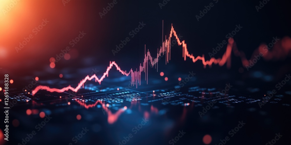 Poster a close-up of a line graph displayed on a computer keyboard