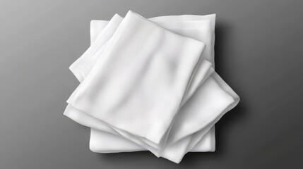 Fototapeta premium Clean white fabric neatly stacked on a gray surface showcasing simplicity and elegance