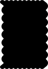 Black silhouette of a scalloped shape with wavy edges. Perfect for labels, frames, stickers, templates, and design elements.