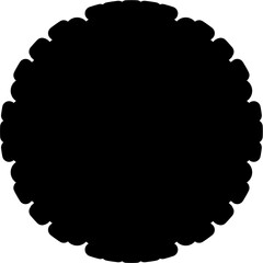 Black silhouette of a scalloped shape with wavy edges. Perfect for labels, frames, stickers, templates, and design elements.