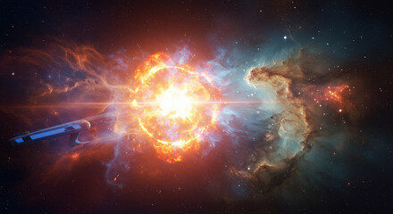 Warp Speed Odyssey a Dazzling Space Voyage Through Light-Speed Travel and a Cosmic Explosion in the Depths of the Universe