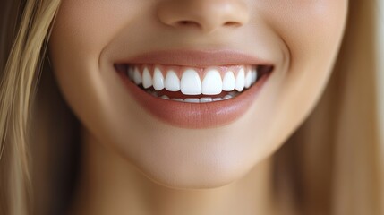 Obraz premium Young Woman with Radiant Smile Showcasing Fresh and Bright Appearance in Natural Light