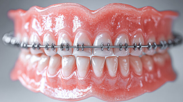 Dental metal braces teeth retainer aligners teaching orthodontics model. Oral Dental Health concepts