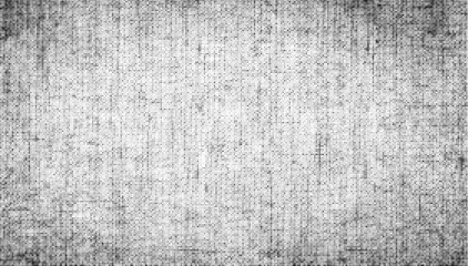 Vector grunge halftone canvas texture. Distressed dots forming an abstract retro rustic pattern. High-contrast black and white vignette background with rough noise effects.