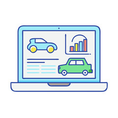 laptop with car data icon, laptop with car data vector illustration-simple illustration of laptop with car data, perfect for laptop with car data logos and icons