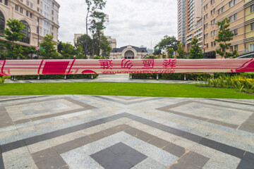 SAIGON, VIETNAM - 16 JUN, 2021 - Overview of city center and walk street in lockdown situation due...