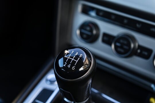 Close-up of car manual gear shifter