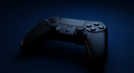 Dark game pad on a dark blue background. 3d rendering