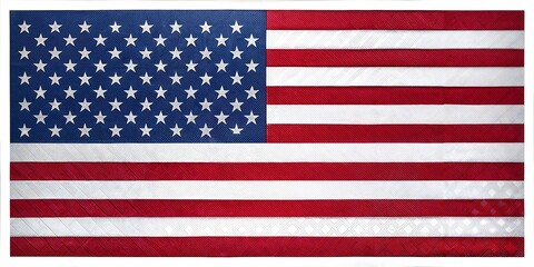 Fototapeta premium Vibrant American flag featuring red, white, and blue colors with stars and stripes, symbolizing national pride.