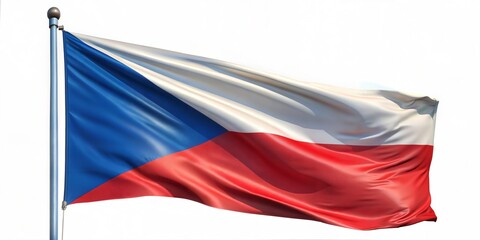 Waving flag of the Czech Republic, featuring vibrant blue, white, and red colors.