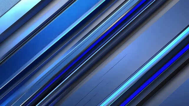 Modern blue abstract geometric background with sharp diagonal metallic lines creating a futuristic texture