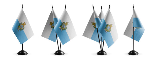 Small national flags of the San Marino on a white background
