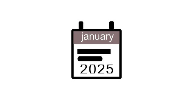 Abstract calendar animation,  january 2025 animation . on a black background.and creating a stunning 4k video