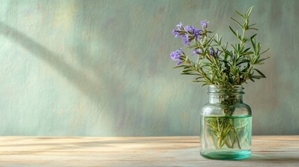 Fresh organic rosemary with essential oil, Generative AI,